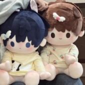 盗墓笔记 原创周边张起灵吴邪属性40cm棉花娃娃玩偶坐姿毛绒公仔