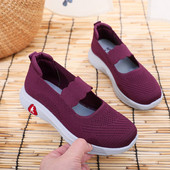 中老年健步鞋 飞织透气浅口妈妈鞋 平底防滑老北京布鞋 春夏季 女凉鞋