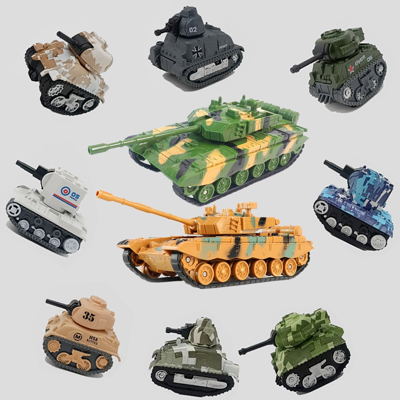 儿童回力坦克仿真Q版军事合金战车男孩迷你口袋模型玩具礼盒装