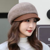 百搭款 帽子女秋冬季 针织保暖鸭舌帽加厚加棉贝雷帽女士妈妈帽韩版