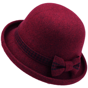 秋冬季中老年人帽子女士羊毛呢盆帽洋气加厚保暖老人奶奶妈妈礼帽