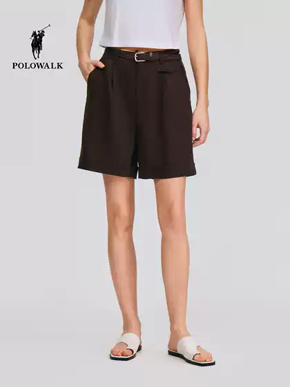 [Contains Linen] Polowalk Women's Shorts 2026 Spring and Summer New Straight-Leg Slimming Casual Workwear Shorts