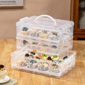 纸杯蛋糕包装 盒移动甜品台打包盒收纳箱透明手提塑料马芬杯运输盒