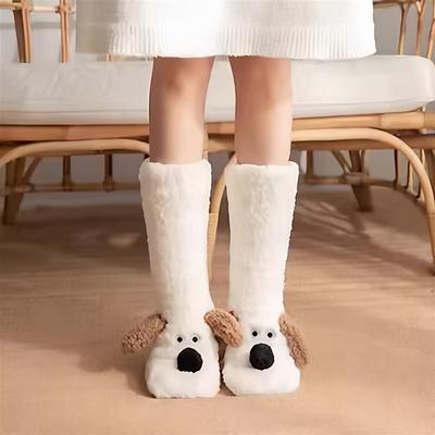 加厚珊瑚绒袜子女毛茸茸绒袜冬季保暖加绒月子睡眠家居地板袜成人