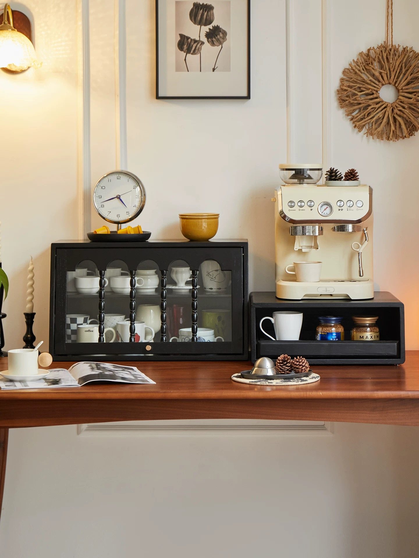 法式复古实木化妆品收纳盒桌杯架护肤品收纳柜口红香水展示置物柜,住宅家具,搁板/置物架/家用陈列架,淘宝优惠券,粉丝福利购,淘宝优惠卷