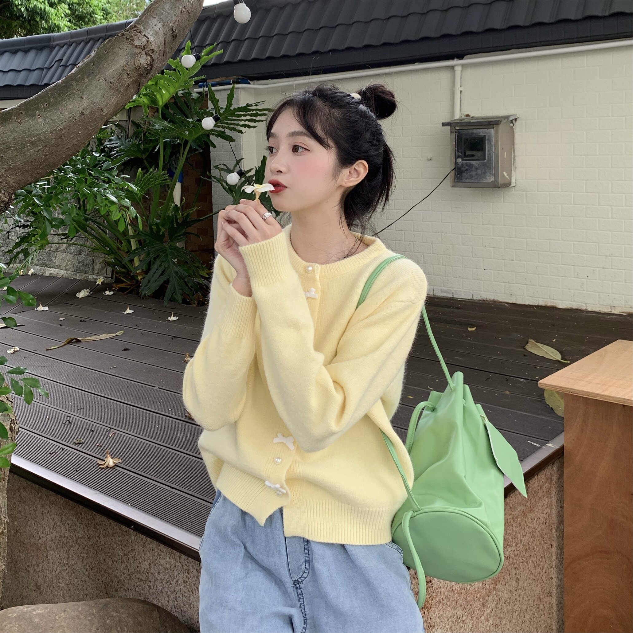 设计感韩系chic甜美别致针织开衫女宽松毛衣外套2024春秋新款上衣