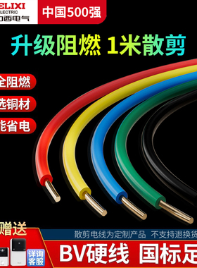 德力西电线国标纯铜芯BV硬线1.5/2.5/4/6/10平方铜线1米散剪定制