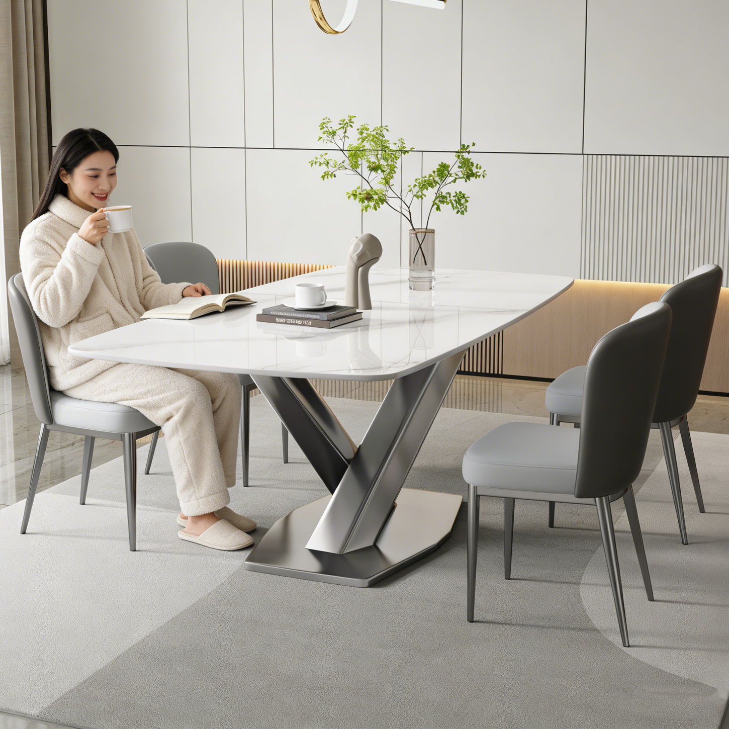 意式极简轻奢岩板餐桌椅组合现代简约家用小户型长方形西餐桌饭桌,住宅家具,岩板餐桌,淘宝优惠券,粉丝福利购,淘宝优惠卷