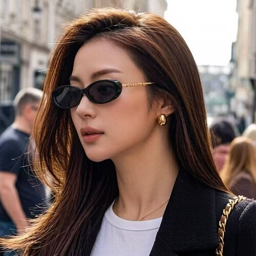 JENNIE同款墨镜女小脸小框椭圆形太阳眼镜窄框时髦5565蝴蝶结眼镜