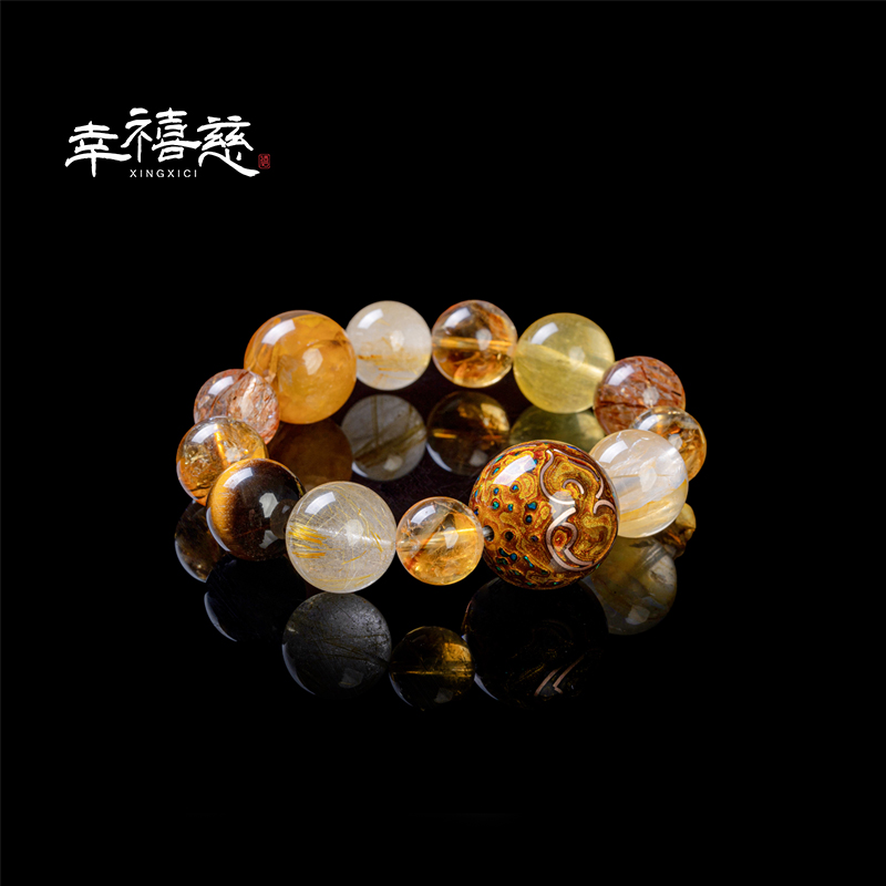 幸禧慈【凤凰涅槃/金生福禄·吸金多宝】非遗大漆金凤凰 多宝手串