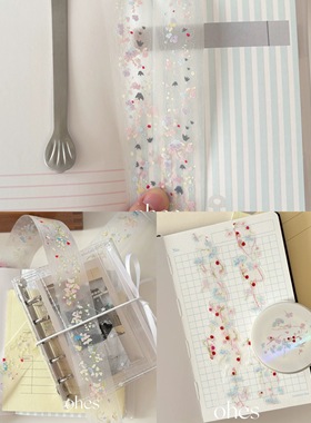 Ohes 分装国风清新燕兰景铃兰果枝双透花枝贴纸卷盐系手帐装饰