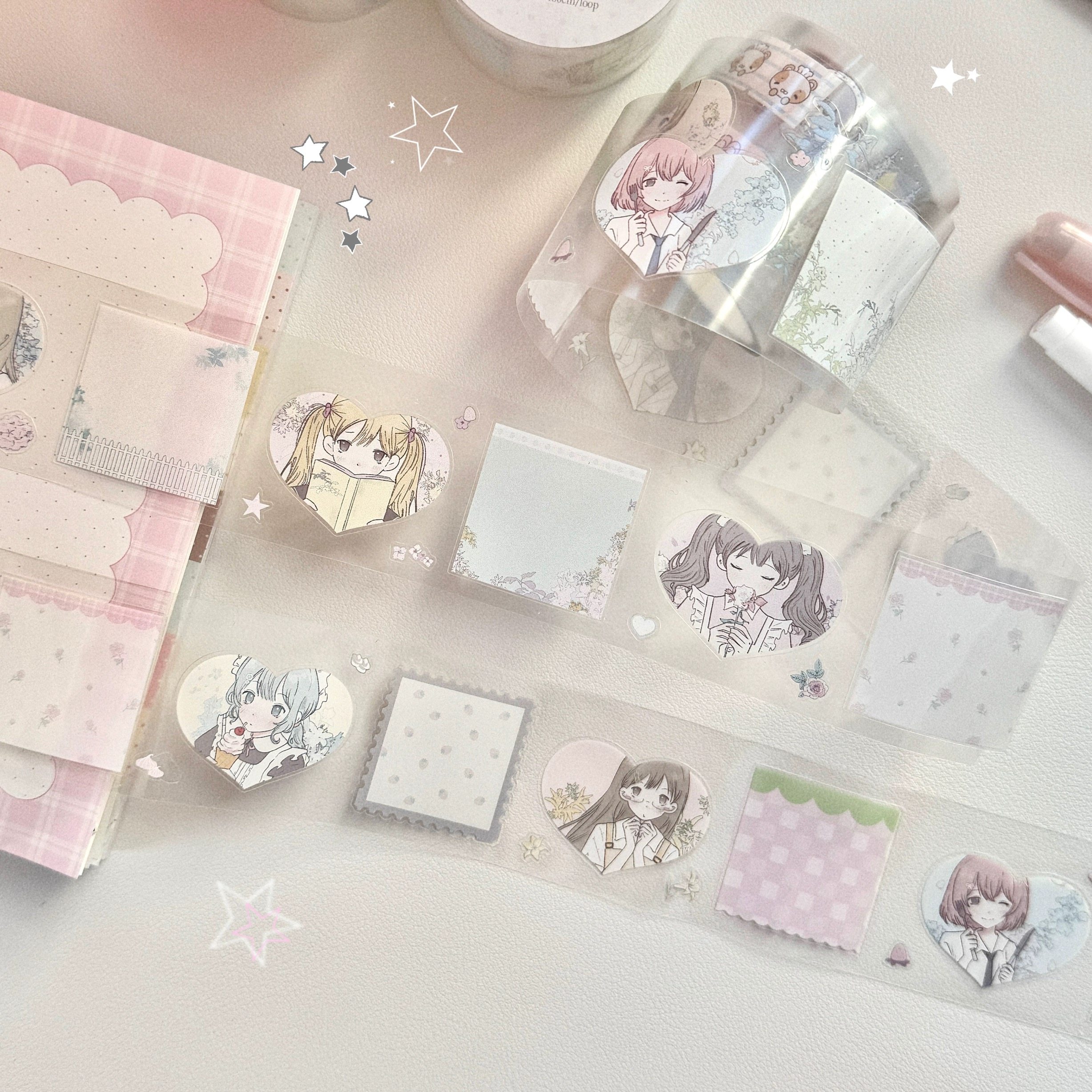 2amcake分装青春心绪原创切膜贴纸卷漫画可爱少女手帐装饰拼贴
