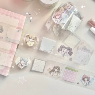 2amcake分装青春心绪原创切膜贴纸卷漫画可爱少女手帐装饰拼贴