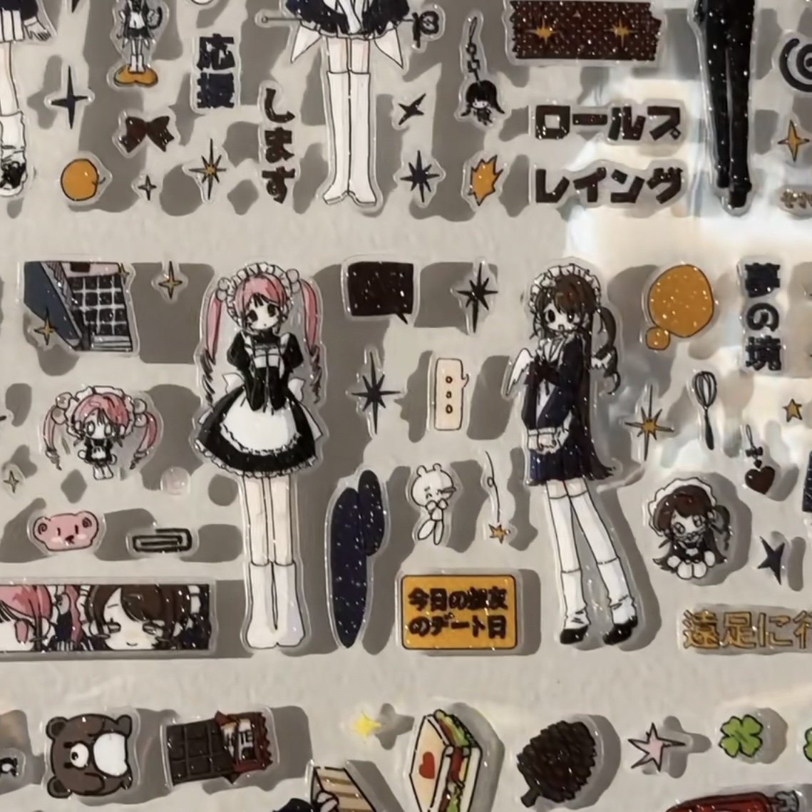 水怪家麻衣原创屋上通信人物胶带卷分装 校园风日系女孩人物贴纸