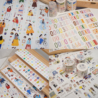玩乐的文具•分装 2025年春季新品生活日常数字人物切膜手帐贴纸