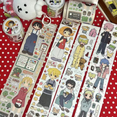 D原创人物贴纸卷分装 Double 卡通日系胶带手帐贴纸素材拼贴