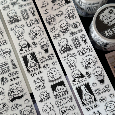 极烦主义/雪球太太/原创贴纸卷分装记录烦恼胶带可爱创意手帐咕卡