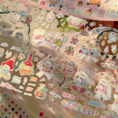 饰素材模切贴画 小兔可爱鼠了贴纸卷可爱卡通手帐装 兔梨商店 分装