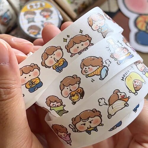 分装 小小饭发呆碎碎念胶带 和纸PET手帐可爱贴纸卷饭饭团团原创