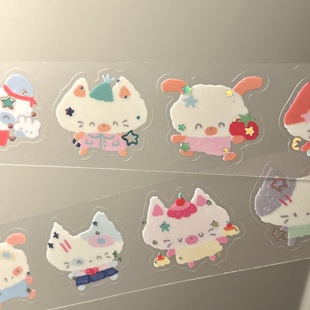 BERDDI韩国文创胶带卷分装 萌萌小动物切膜贴纸可爱猫咪卡通贴画