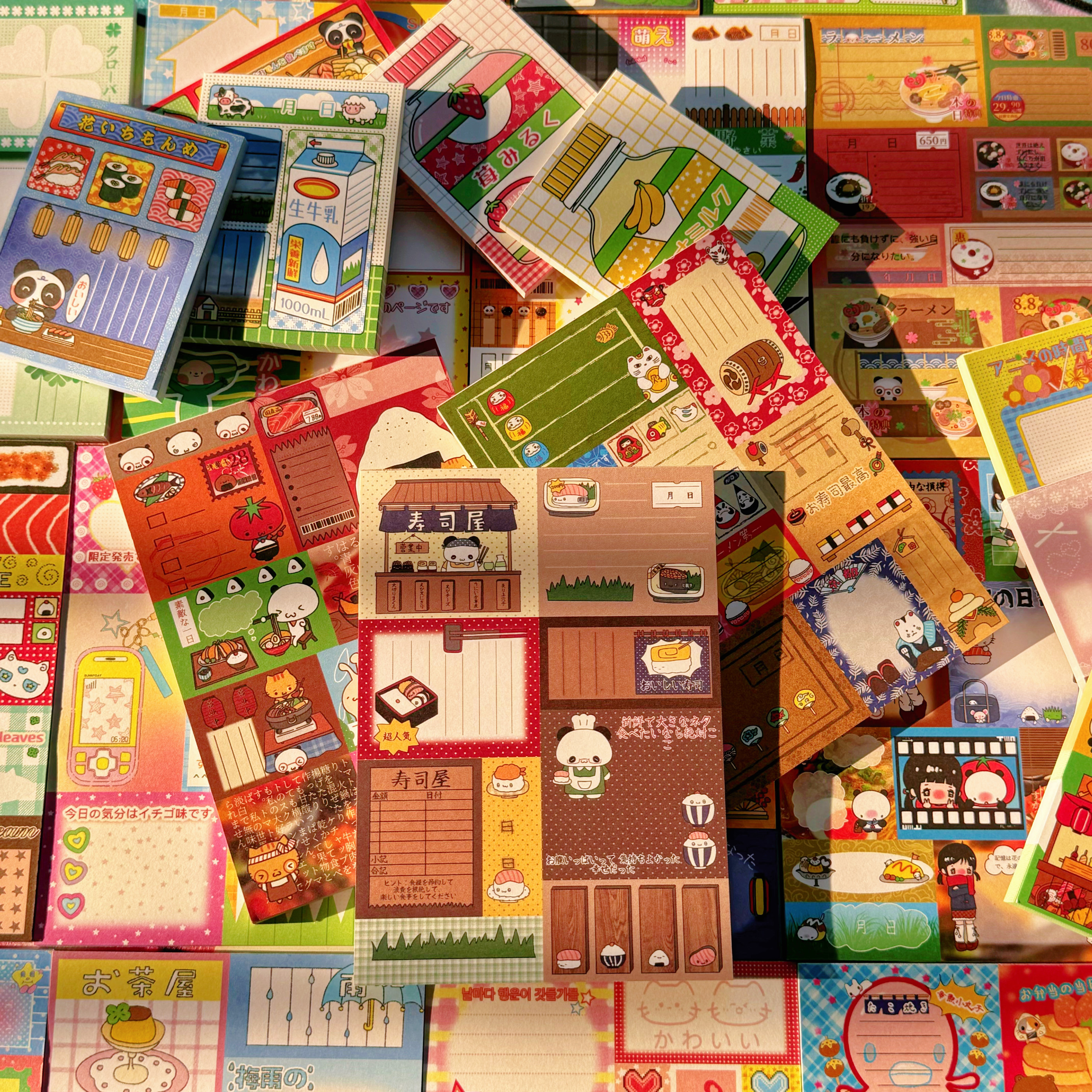 辣子星古早风便签本熊猫寿司屋素材本日式手账手帐拼贴打底素材