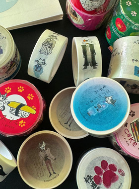 小咪之家分装手绘插画风甜品寿司简约猫咪贴纸和纸手帐装饰拼贴