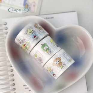 分装 美食电台原创韩系可爱清新手帐卡通动物切膜贴纸 萌力胶囊