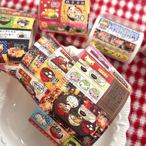 原创可爱番茄猫咪切膜贴纸卷古早拼贴手账四叶草日式拉面素材装饰