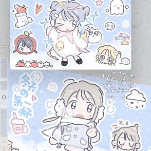 冬日印象小女孩Kirakira原创贴纸人物可爱分装 饰 素材手机手帐装