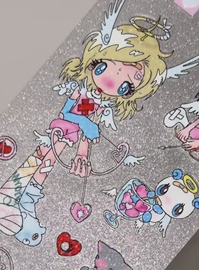 分装| 鸟鸟一原创 见习天使女孩插画贴纸手帐手机壳装饰人物贴画