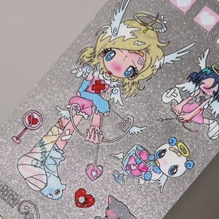 分装| 鸟鸟一原创 见习天使女孩插画贴纸手帐手机壳装饰人物贴画
