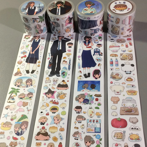 水底人原创贴纸卷分装古早学院风贴纸分装夏日花火贴纸卷分装