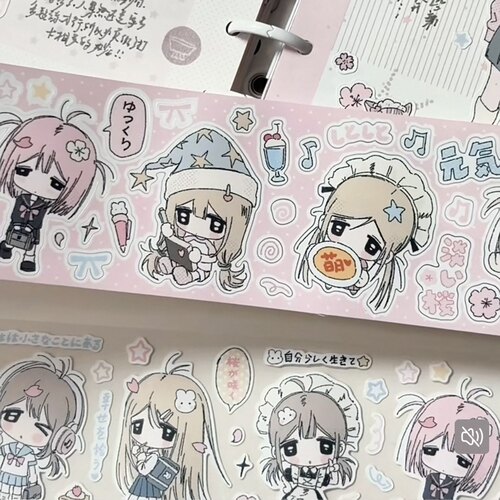 「分装」 星之集 手帐切膜胶带萌萌可爱少女日系古早拼贴日系贴纸