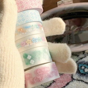 栗栗斯分装｜盐系星星派对四叶草和纸胶带雪花雪人闪砂手帐装饰