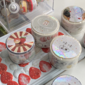 栗栗斯味味甜品系列贴纸卷草莓面包甜味记录胶带手帐装 分装 饰