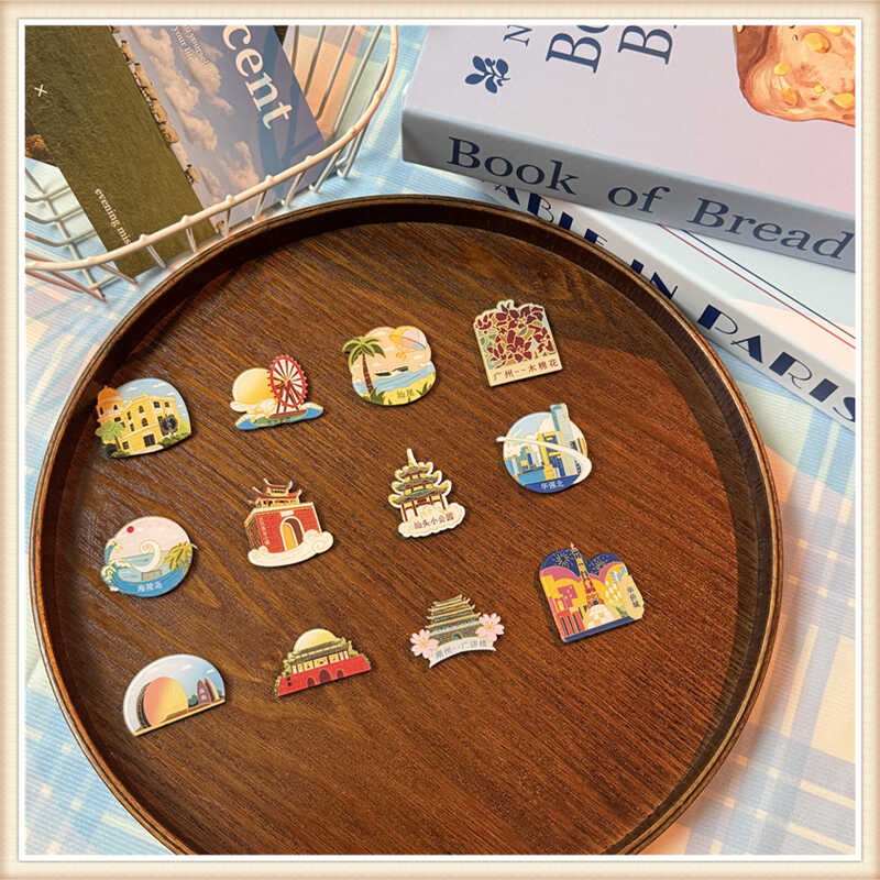 城市旅行冰箱贴广东深圳广州汕头珠海潮州旅游景点装饰创意磁贴