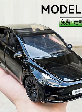 特斯model丫车模合金儿童玩具车男孩仿真毛豆Y汽车模型1:24摆件