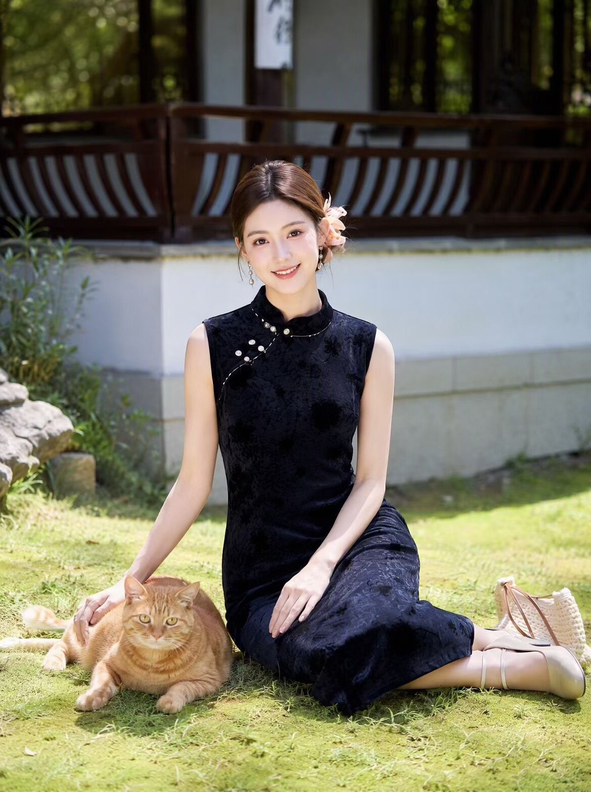 绝美新中式旗袍2026新款夏天黑色国风复古妈妈日常可穿改良连衣裙图片