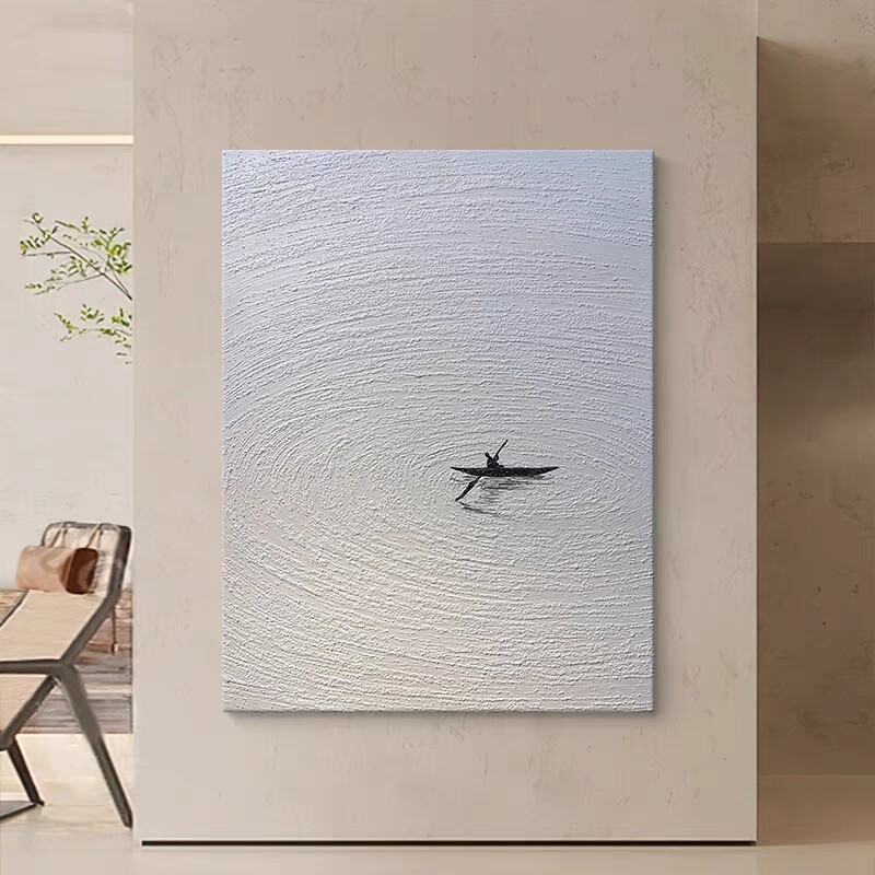 纯手绘油画抽象一叶扁舟