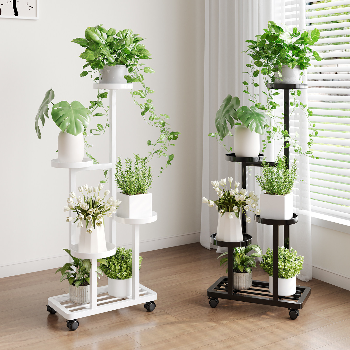 室内可移动花架置物架阳台花架子客厅落地式铁艺多层花盆绿植盆栽