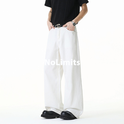 纯棉白色牛仔裤男女美式