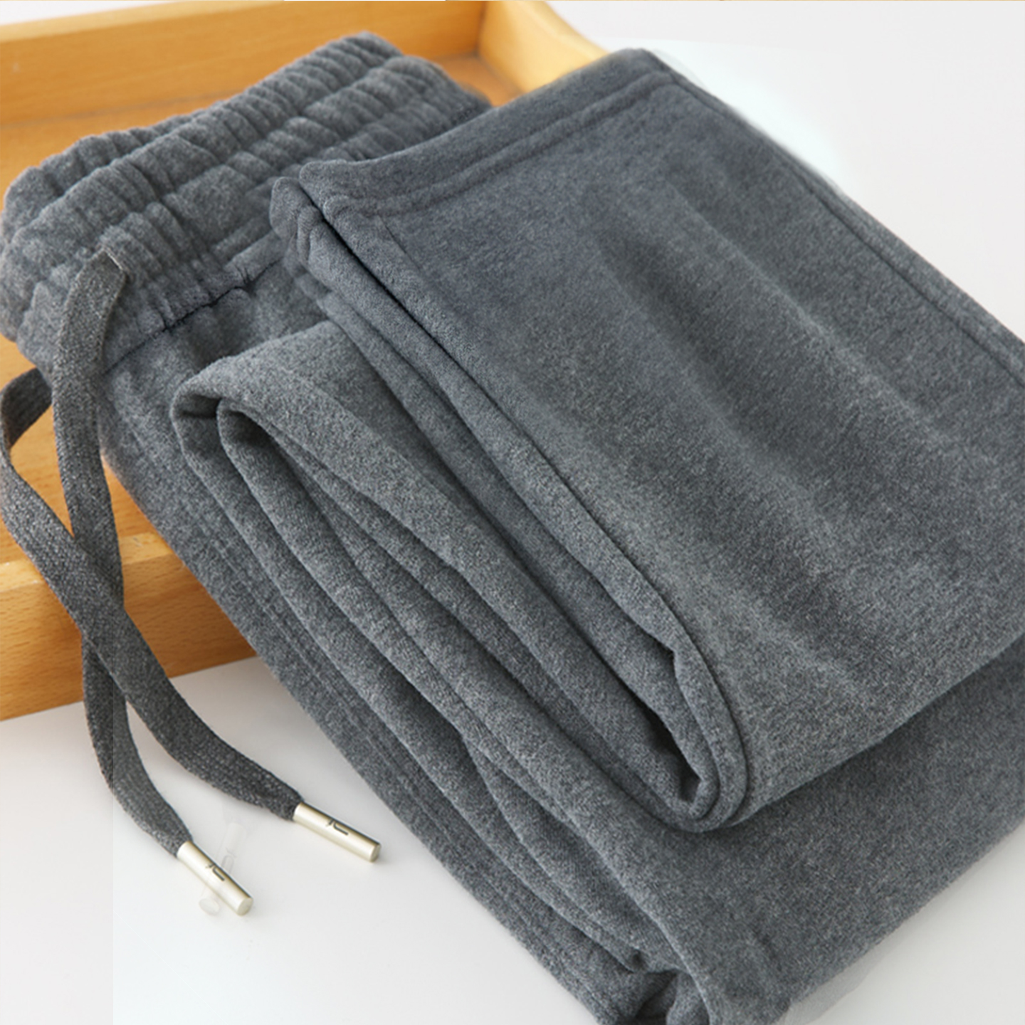 深灰色卫裤男秋冬新款重磅纯棉