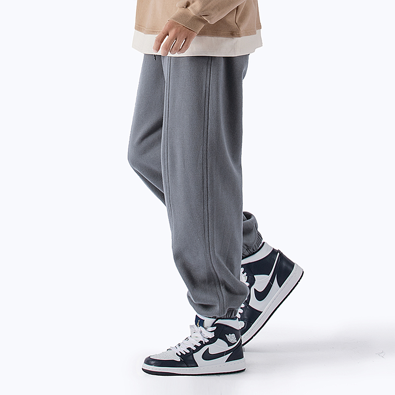 潮牌百搭卫裤男加绒收口百搭运动裤宽松束脚休闲裤长裤篮球裤厚