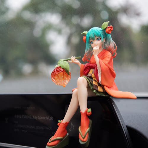 可爱初音手办汽车中控台屏幕摆件