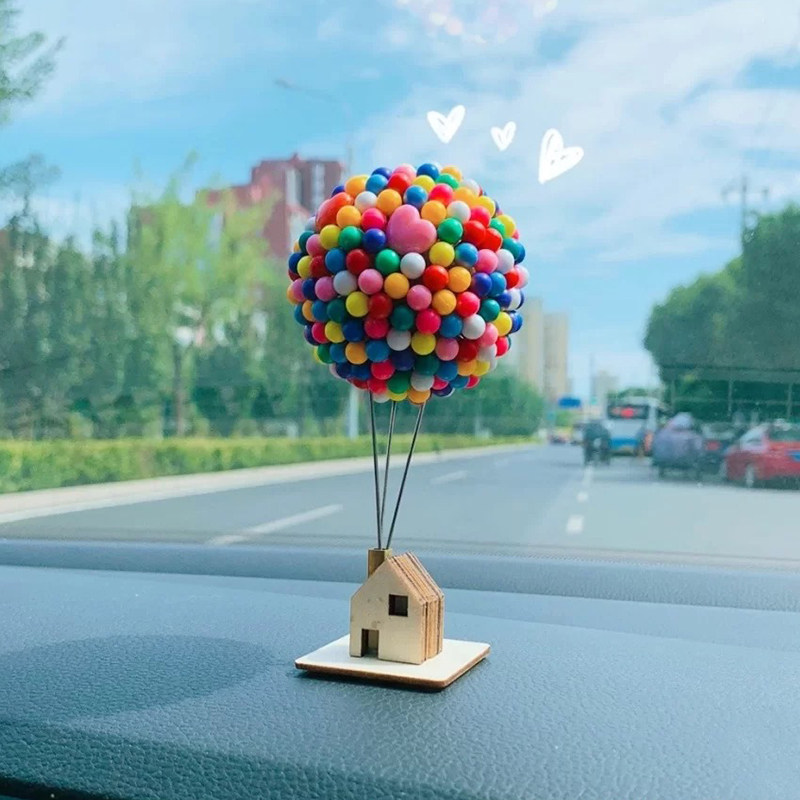 ins网红彩色气球飞屋汽车摆件DIY可爱少女心创意小木屋车内装饰品,汽车用品/电子/清洗/改装,摆件,淘宝优惠券,粉丝福利购,淘宝优惠卷