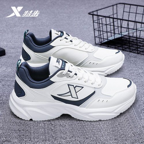 特步男鞋秋季网面透气白色运动鞋