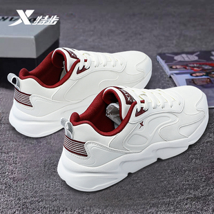 官方正品 百搭老爹鞋 秋冬皮面防水跑鞋 新款 特步男鞋 休闲运动鞋 爆款