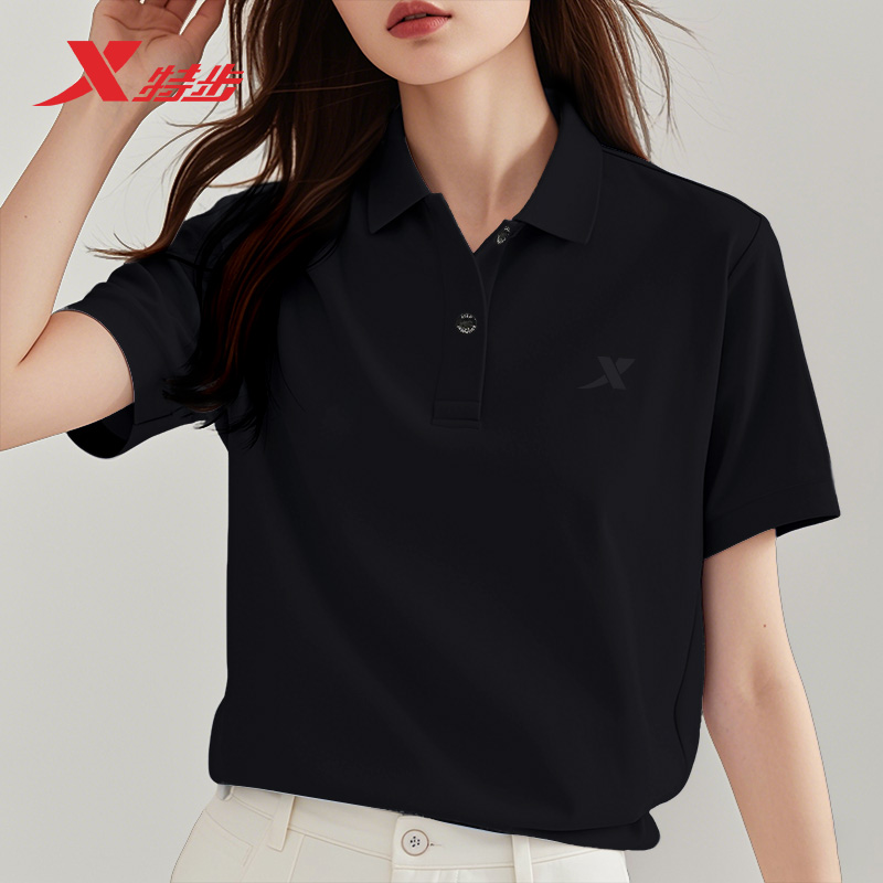 特步短袖官方旗舰翻领polo衫女款