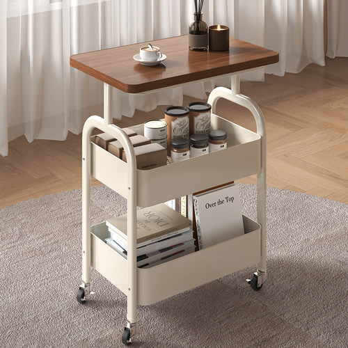 可移动茶几零食小推车奶油风客厅