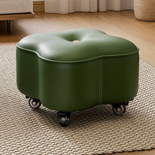 万向轮小凳子家用实木矮凳客厅静音带滑轮皮墩凳新款茶几溜溜板凳